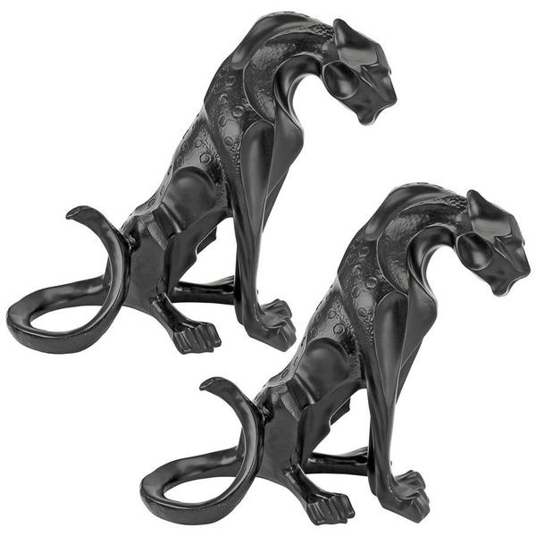 Design Toscano Rampant Tranquility Jungle Jaguar Panther Statue, PK 2 KY92408